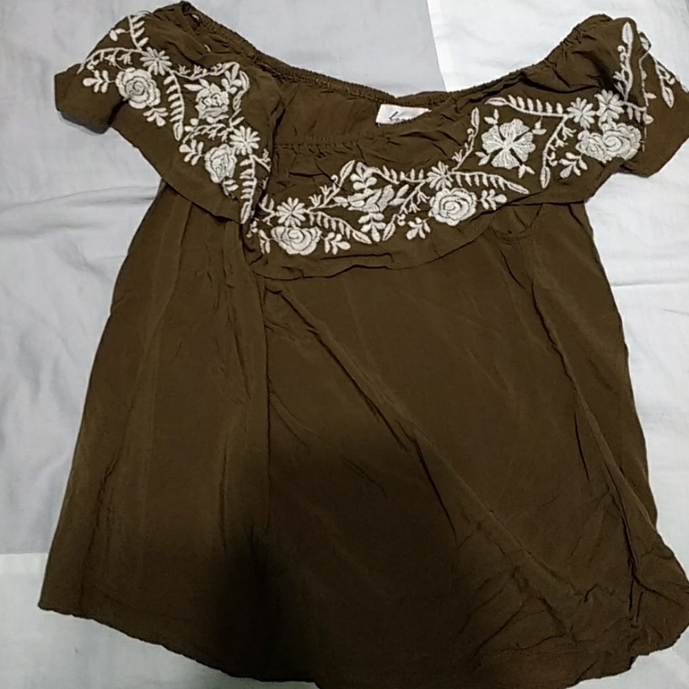 Off the shoulder embroidered top